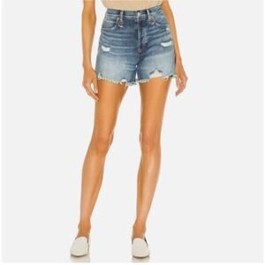 WE THE FREE Makai Cut-Off Denim Shorts Button Fly Medium Blue Wash Womens Sz 30